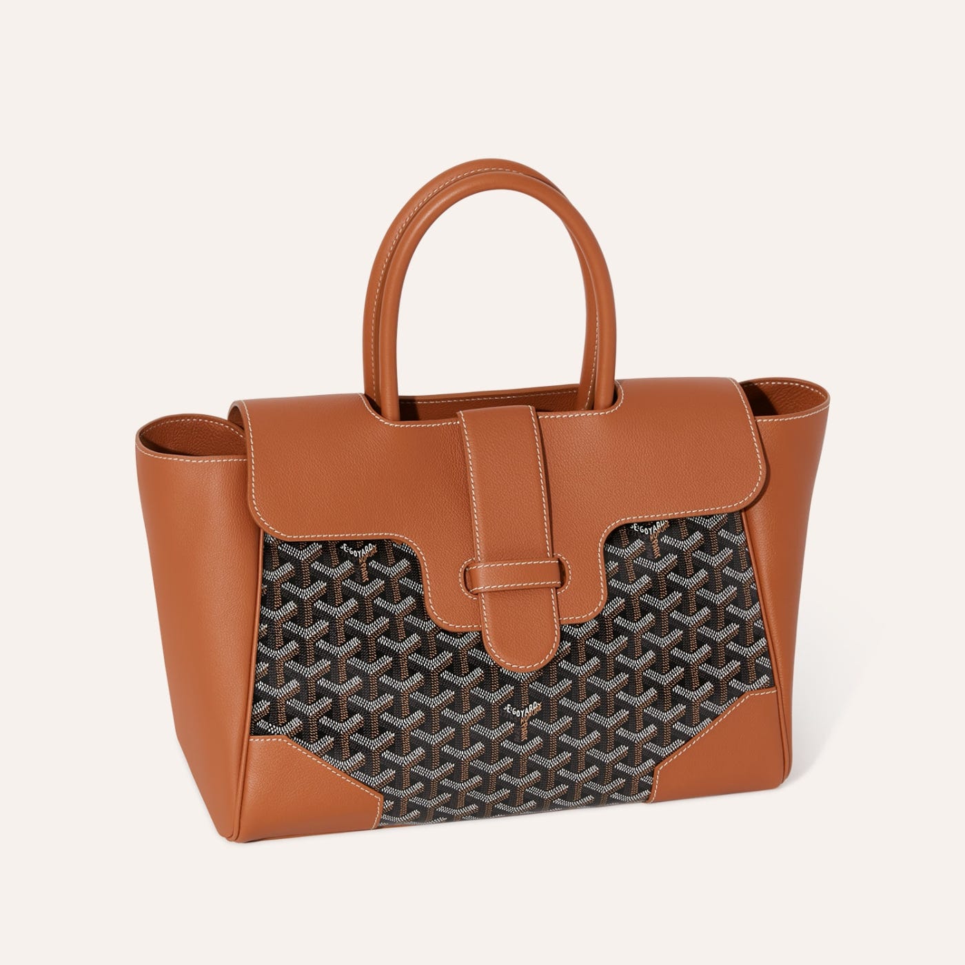 Goyard Saigon Tote Black & Brown Goyardine Canvas Palladium Hardware - Image 3